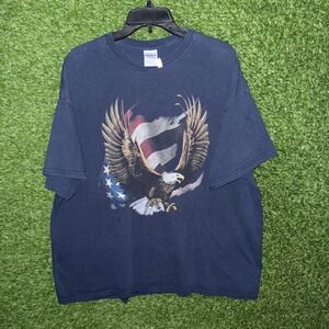 Gildan Heavy Cotton USA‎ American Eagle Flag Graphic T-Shirt Mens 2XL